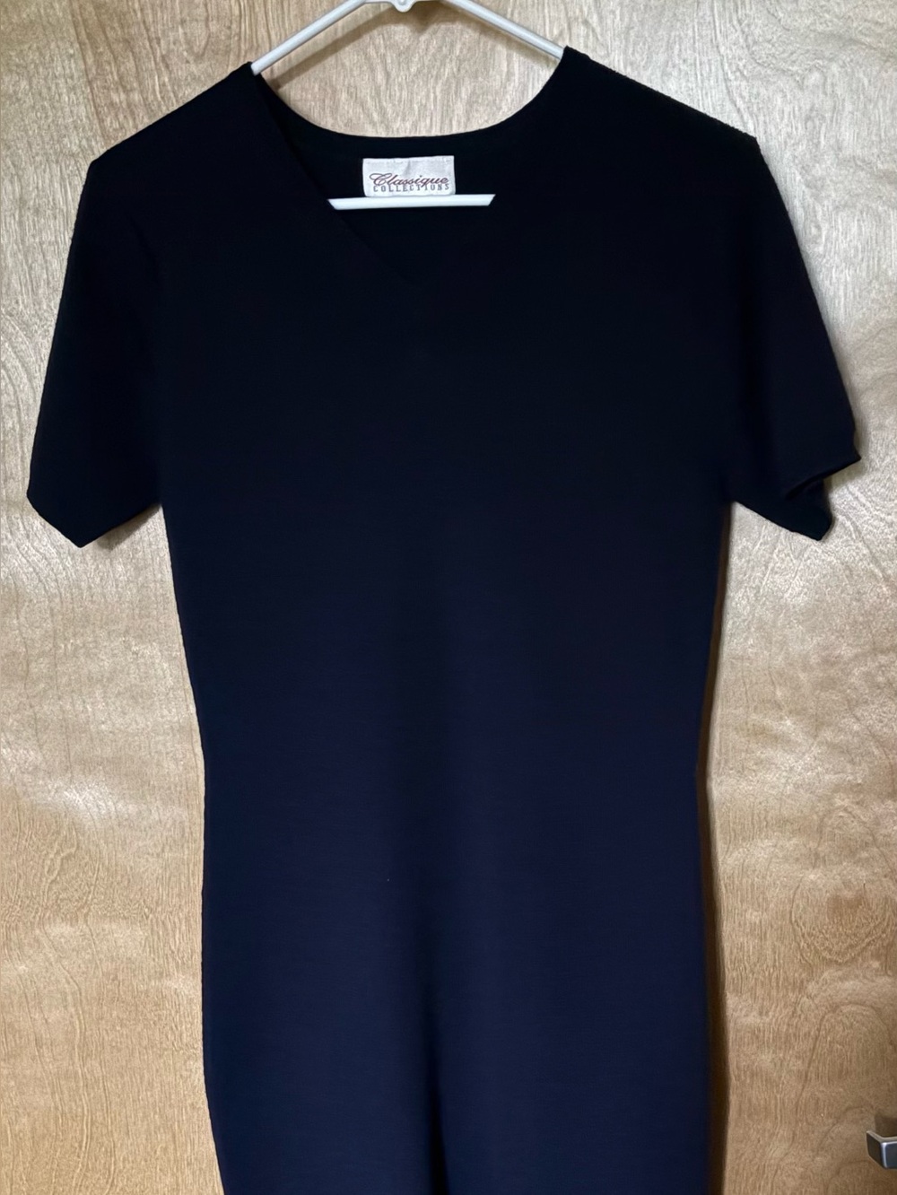 Vintage Classiques Entier Navy V-Neck Wool Knit Dress - Size XXS / XS